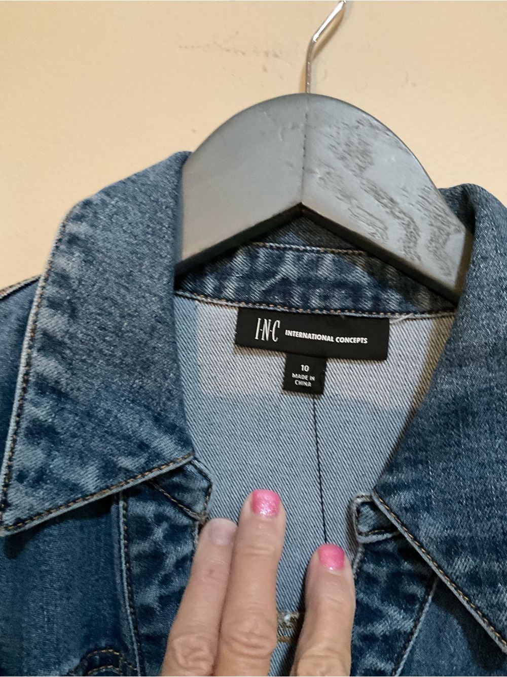 INC International Concepts puff-sleeve denim dress - Picture 3 of 9